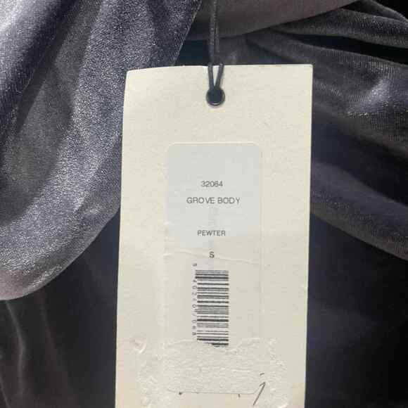 NEW ALIX NYC Grove Twisted Velvet Bodysuit in Pewter Grey - Picture 8 of 8